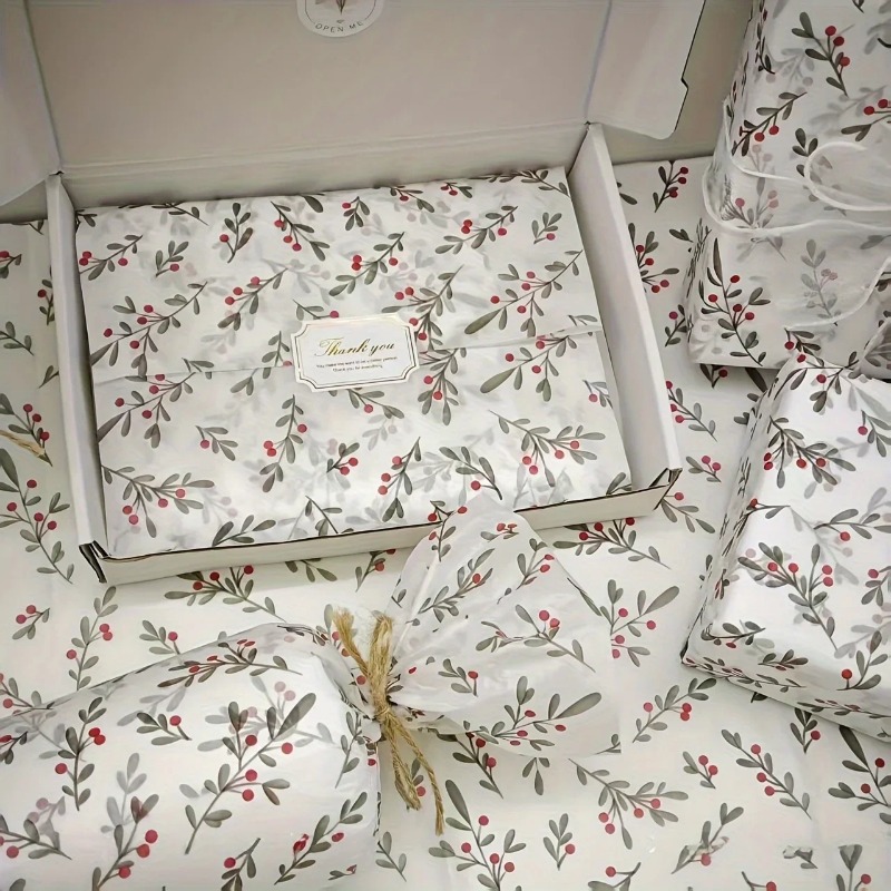 Pattern Tissue Paper - 30 ชิ้น/10 ชิ้น กระดาษลายฮอลลี่เบอร์รี่, กระดาษเคลือบแว็กซ์สำหรับห่อของขวัญ, บรรจุภัณฑ์ของชำร่วยสำหรับงานปาร์ตี้ในวันคริสต์มาส,