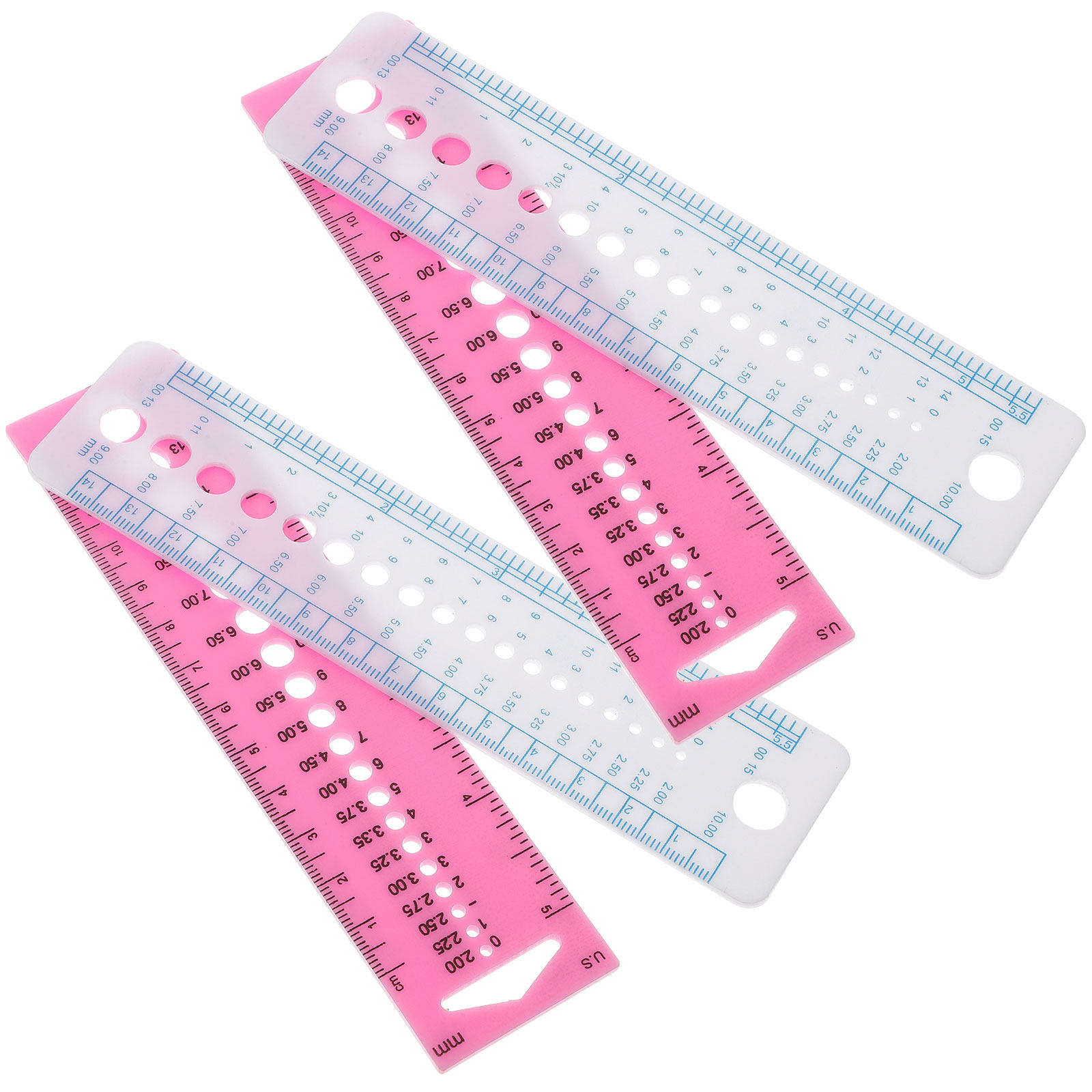 Sewing Gauge Ruler - เครื่องมือวัดขนาดเข็มถัก 4 ชิ้น ไม้บรรทัดวัดขนาดพลาสติก อุปกรณ์เย็บผ้าแบบพกพา น้ำหนักเบา