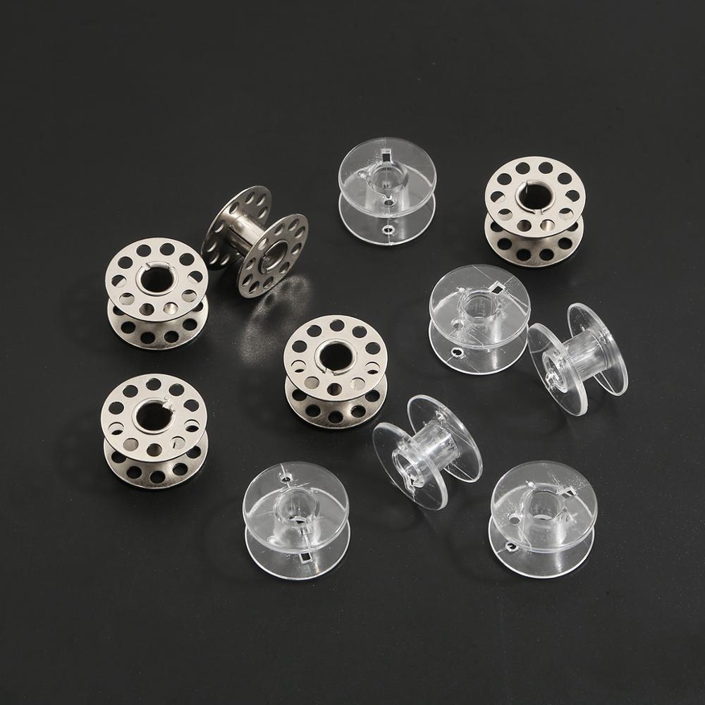 Sewing Machine Yarn - 10pcs เหล็กโลหะ Bobbins SPOOL เย็บหัตถกรรมเครื่องมือพลาสติกโปร่งใสจักรเย็บผ้าที่ว่างเปล่า Bobbins