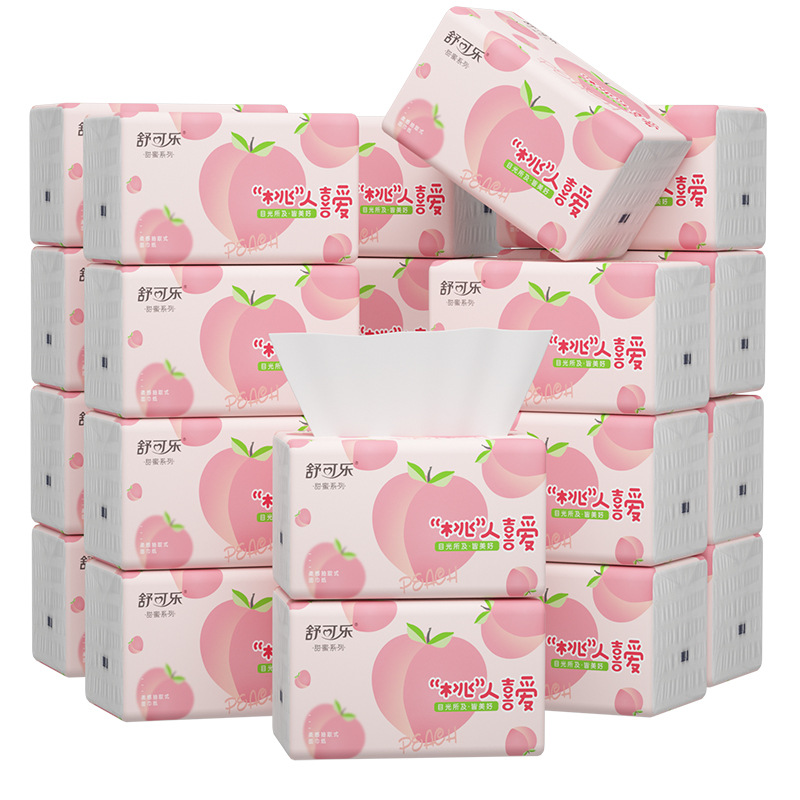 Pattern Tissue Paper - กระดาษเช็ดหน้าลายลูกพีชน่ารัก 5 ชั้น หนา 400 แผ่น