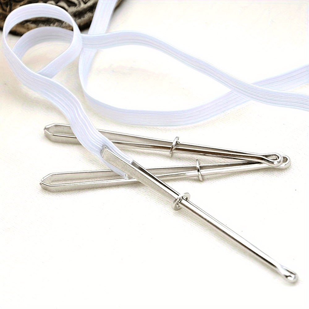 Sewing Thimble Metal - ชุดอุปกรณ์เย็บผ้า DIY 2 ชิ้น พร้อมที่ร้อยเข็มยางยืด, คลิปโลหะพร้อมเข็มนำทาง,