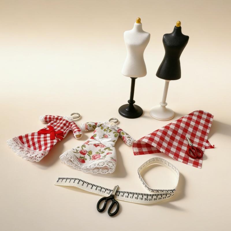 Sewing Kit - 1 ชุดหุ่นโชว์เสื้อผ้า/อุปกรณ์ประกอบฉากเย็บผ้า ขนาด 1:12 ชุดอุปกรณ์ตุ๊กตาจิ๋วสำหรับตกแต่งบ้านตุ๊กตา