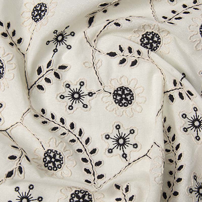 Vintage Sewing Textile - ผ้าลูกไม้ปักลาย 3 มิติ แบบวินเทจ ผ้าฝ้ายเนื้อหนา สำหรับเสื้อผ้าสตรี