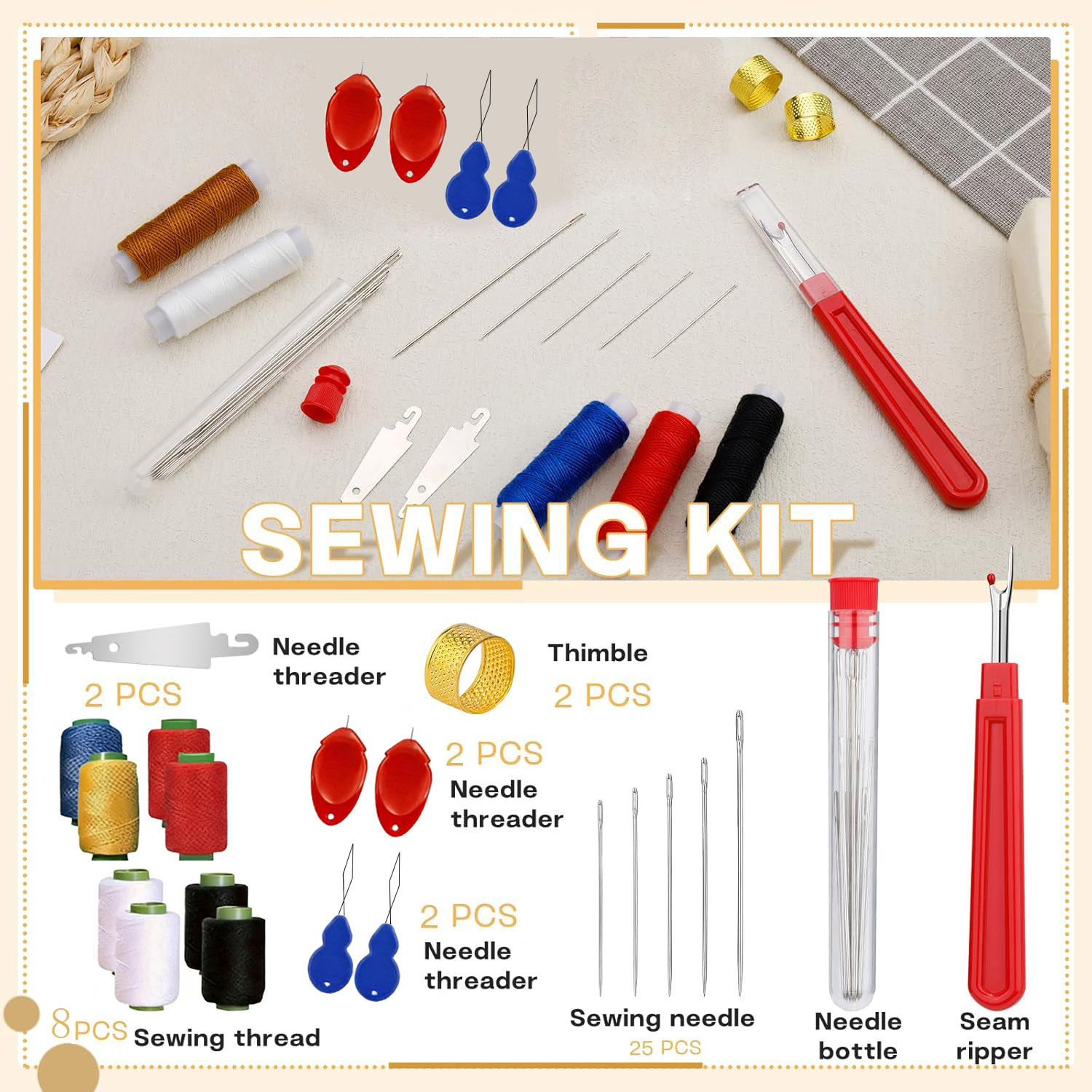 ชุดเข็มเย็บผ้าขนาดใหญ่ 43 ชิ้น - Sewing Kit บทวิจารณ์และราคา