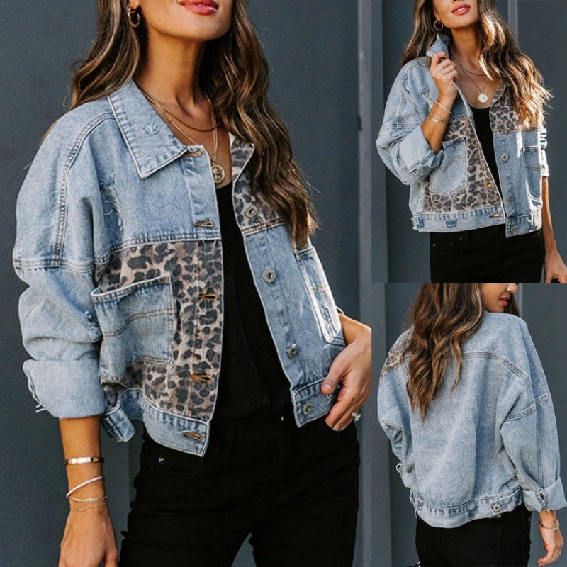 เสือดาวเย็บ DENIM แจ็คเก็ตผู้ห - Sewing Jackets บทวิจารณ์และราคา
